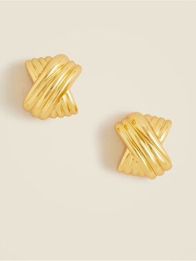 J.Crew NWT Gold Crisscross stud earrings Brass And Titanium